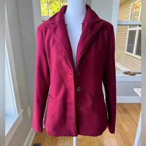 NAF NAF Burgundy Garnet Wool Blend Fitted Blazer Jacket Size Medium